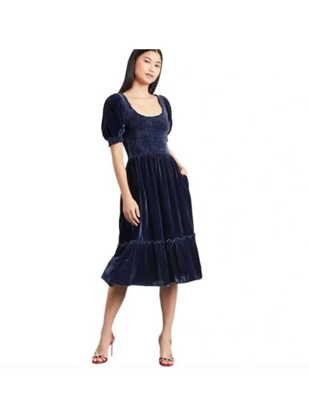 Hill House Louis nap dress blue velvet XS